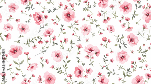 Wallpaper Mural Little light pink spring flowers seamless pattern
 Torontodigital.ca
