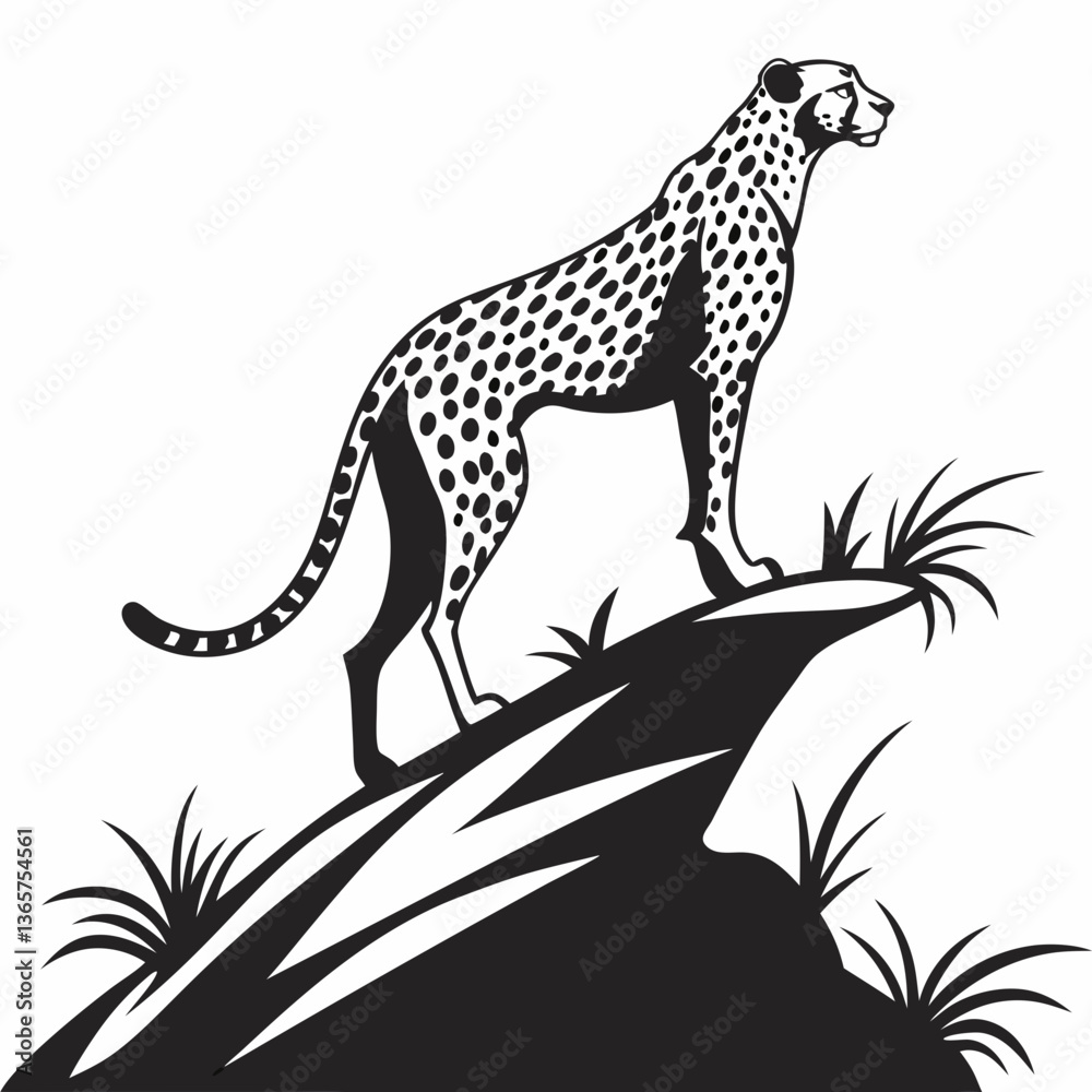 Obraz premium cheetah black silhouette vector
