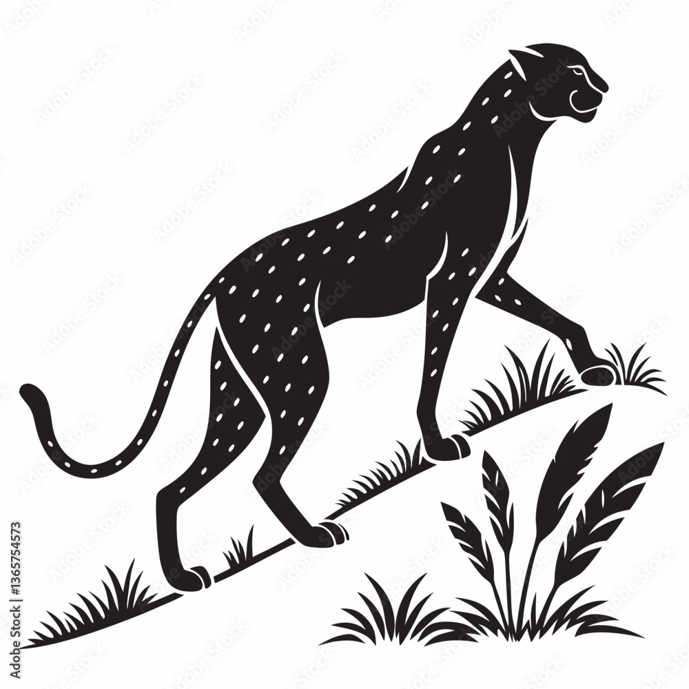 Fototapeta premium cheetah black silhouette vector