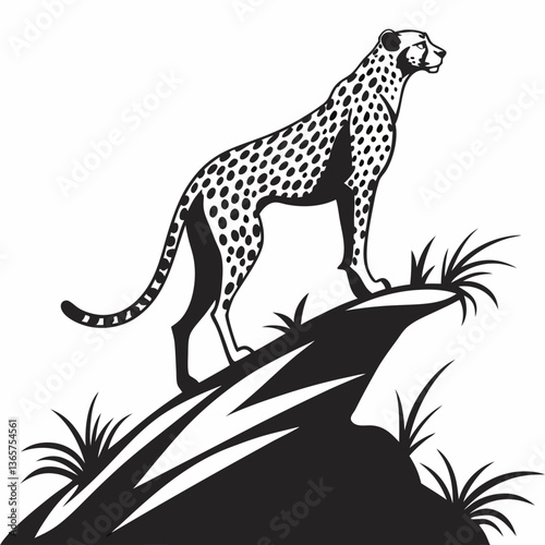 Wallpaper Mural cheetah black silhouette vector Torontodigital.ca