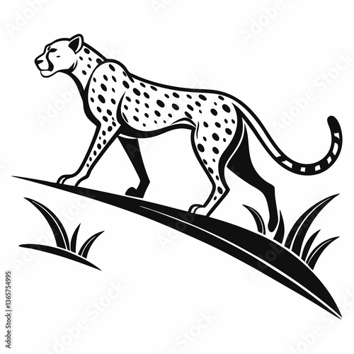 Wallpaper Mural cheetah black silhouette vector Torontodigital.ca