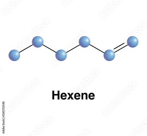 Hexene Hydrocarbon Chemical Formula C6H12. Fuel Industry Vector Illustration. 