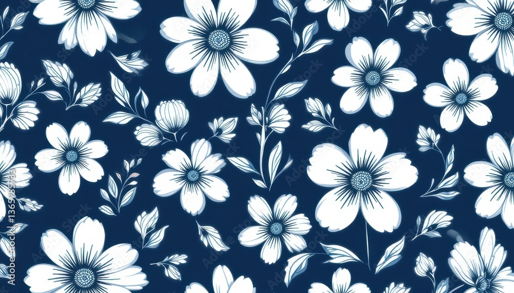 Fototapeta premium Floral pattern design studio digital art creative aesthetic
