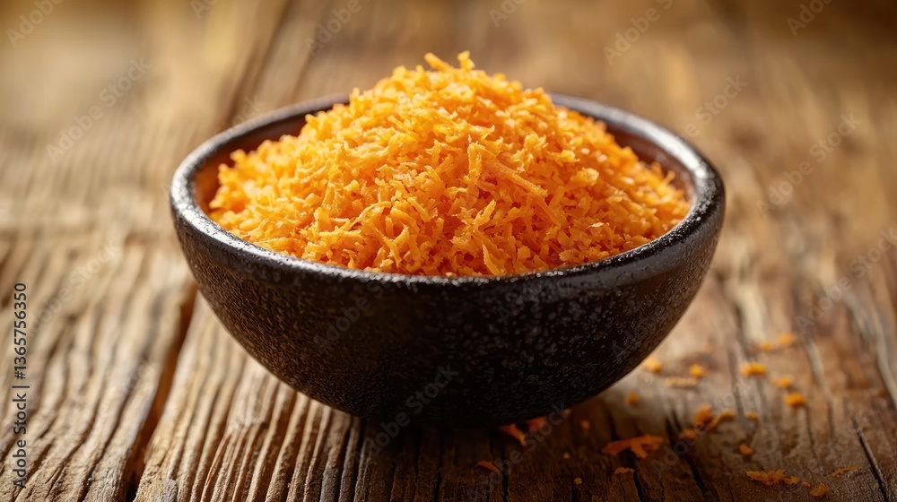 Grated shredded carrots served as an ingredient for a recipe Grated shredded carrots served as an ingredient for a recipe
