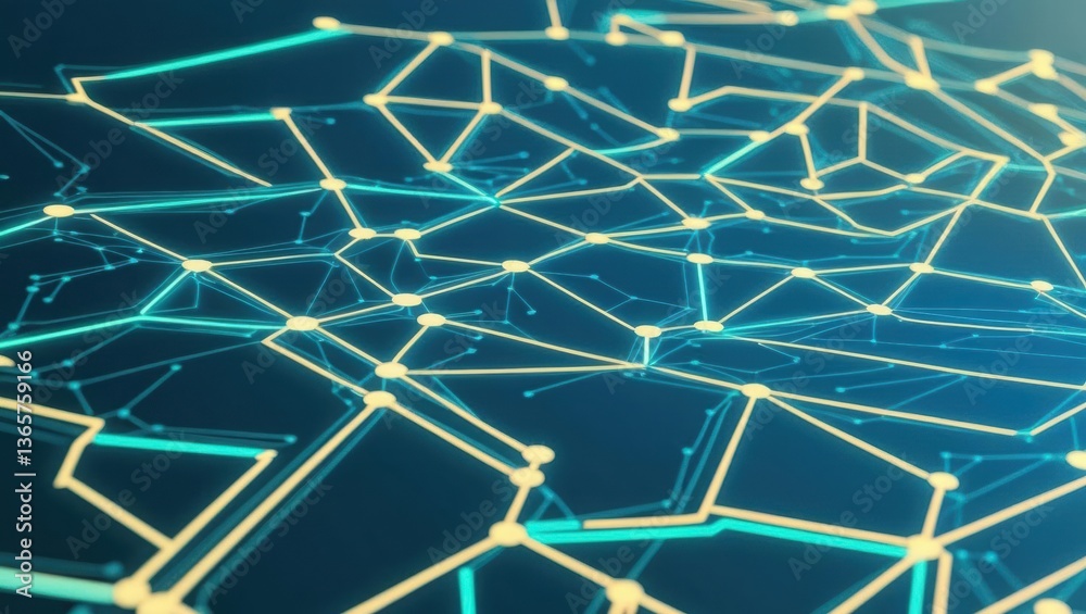 Obraz premium Visual representation of interconnected smart contracts forming a glowing network of neon blockchain pathways