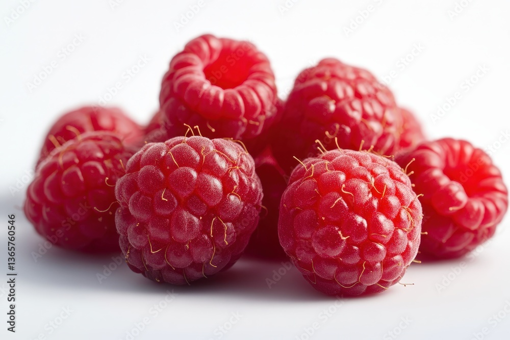 A Close Up Image Showing Fresh Red Raspberries Placed Together