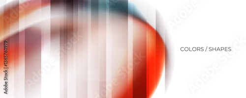 Abstract shapes and bright fluid colors. Vertical lines. Futuristic blurred vibrant color gradients for creative graphic design. Vector illustration.