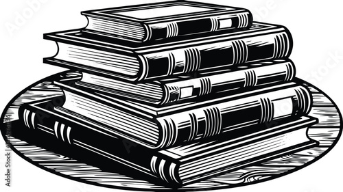  stacked books vintage illustration vector design