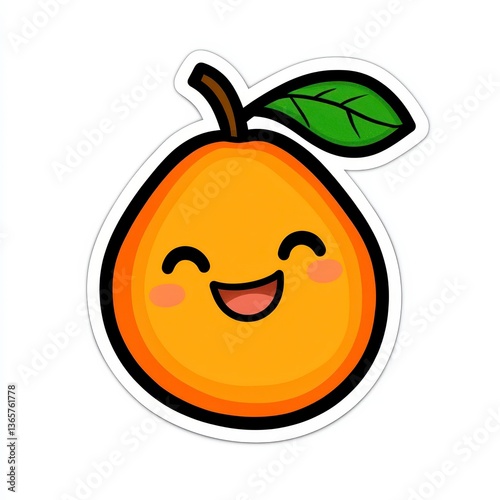 Happy Cartoon Apricot Sticker Illustration
