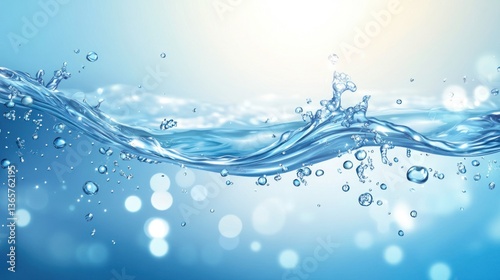 Abstract water waves with bubbles and splashes.