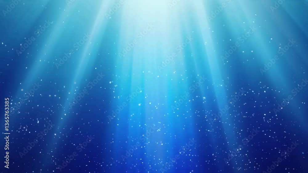sunlight underwater rays with floating particles in blue ocean background sunlight underwater rays with floating particles in blue ocean background