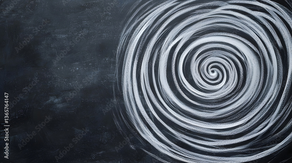 Obraz premium Abstract Black and White Swirling Spiral Design on Chalkboard Background for Artistic and Creative Expressions