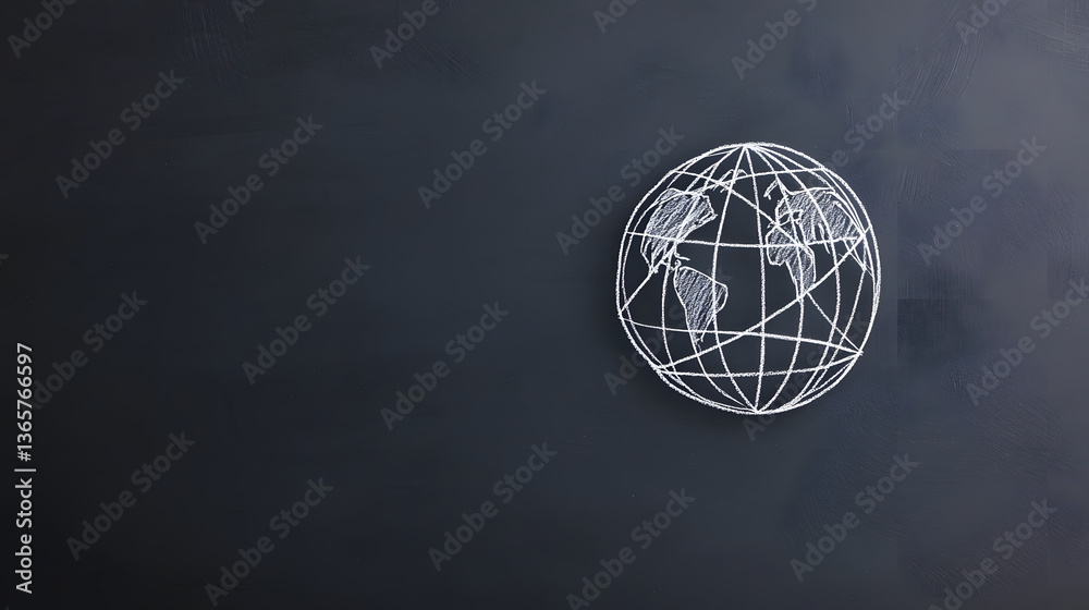 Minimalist Wireframe Globe on Dark Background Representing Global Connectivity and Modern Design Trends Minimalist Wireframe Globe on Dark Background Representing Global Connectivity and Modern Design Trends