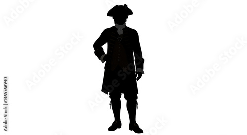 Isolated Silhouette of Colonial Gentleman with Coat