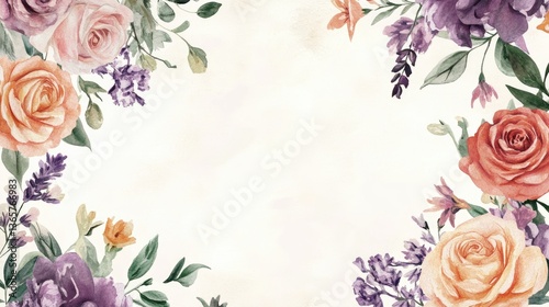 Watercolor floral arrangement featuring various roses and complementary elements