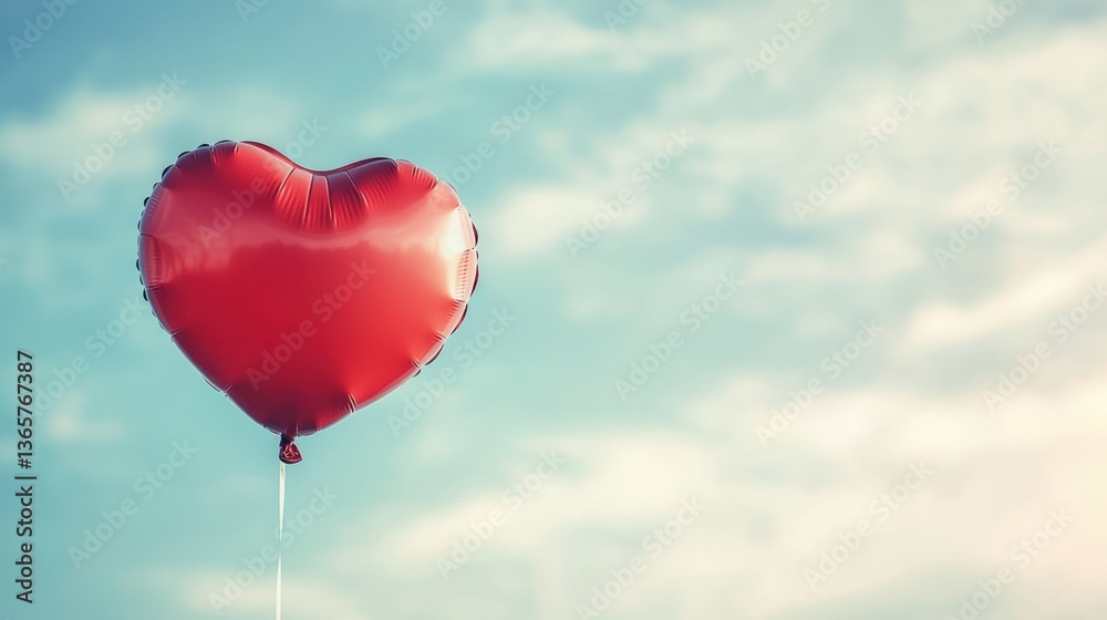Fototapeta premium Heart-shaped balloon with subtle heartbeat waves 