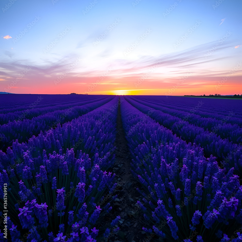 Obraz premium lavender field at sunset