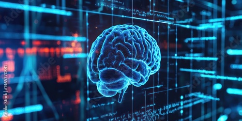 Illustration of EEG monitoring a human brain 