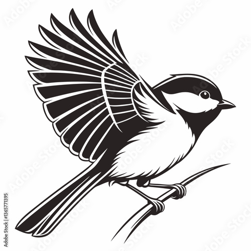 chickadee black silhouette icon vector