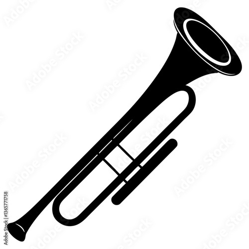 a simple and clean icon of a trombone musical instrument silhouette vector