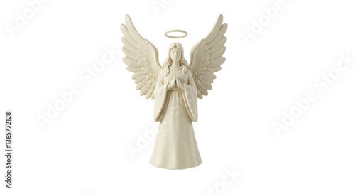 Canvastavla Isolated Angel Figurine with Halo and Wings