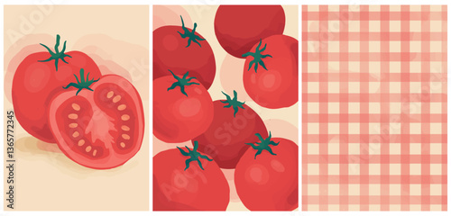 Watercolor Tomato Set – Cozy Botanical Illustrations in Warm Natural Tones
