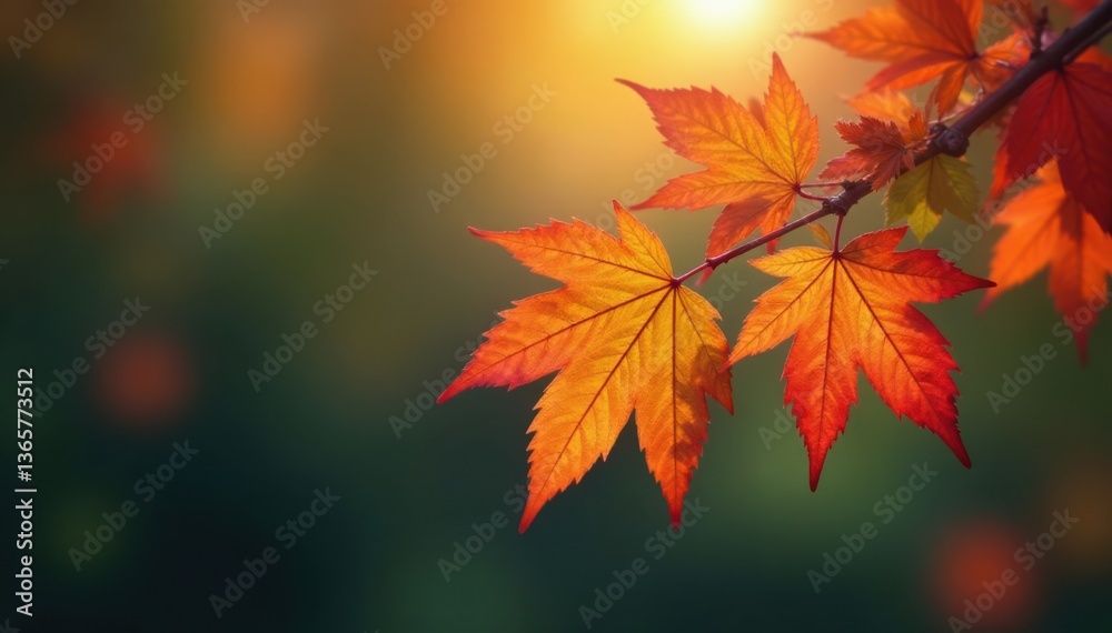 Colorful autumn leaves on a branch, fall leaves, foliage Colorful autumn leaves on a branch, fall leaves, foliage