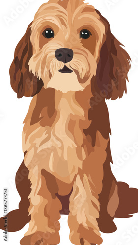 Adorable Cockapoo Dog in Minimalist Flat Style Vector Illustration for Pet Lovers