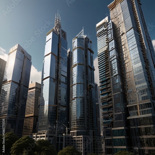 Wallpaper Mural A scenic cityscape showing sharp architectural details of modern skyscrapers. Torontodigital.ca