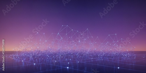 Lichtvernetztes digitales System mit reflektierenden Knotenpunkten auf futuristischer Oberfläche