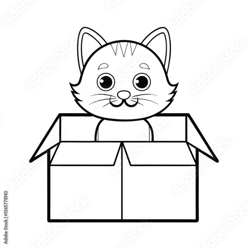 cat with gift box for coloring book