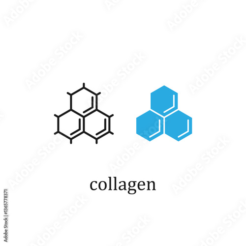Collagen icon. Connective tissue protein pictogram. Medical symbol in outline style. Wellness concept. Vector illustration isolated on a white background collagen icon.