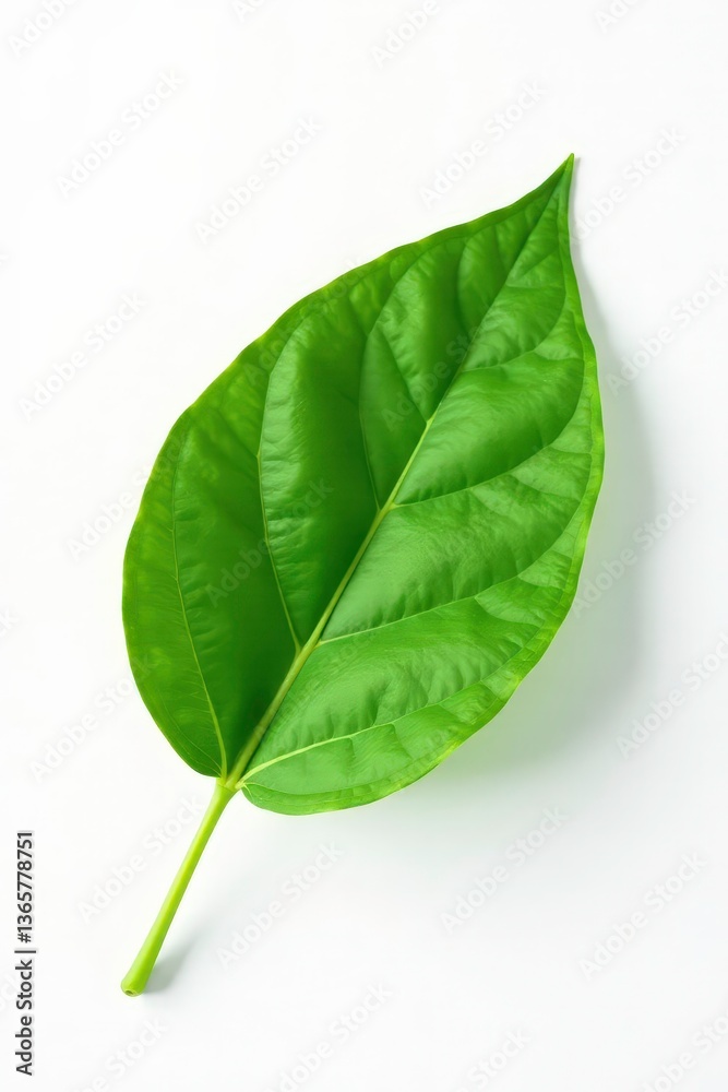 Fototapeta premium A single leaf isolated against a stark white backdrop, leaf, simple