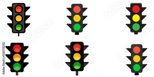 set of traffic lights, Traffic lights with all three colors vector colorful icon on white beckground