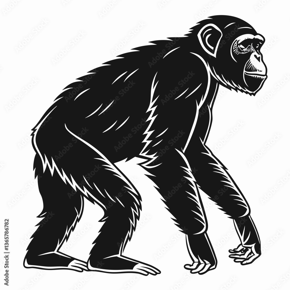 Fototapeta premium chimpanzee sihouette black vector