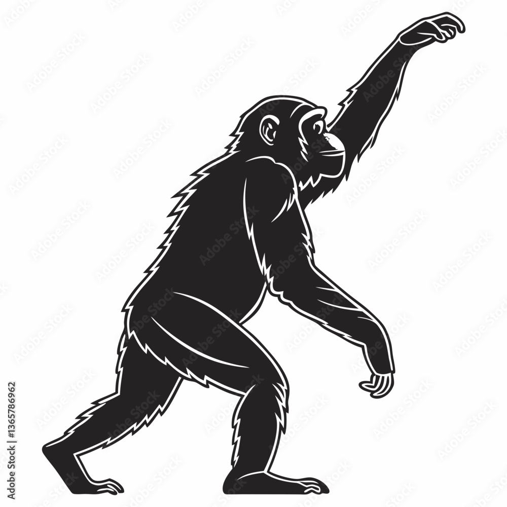 Fototapeta premium chimpanzee sihouette black vector