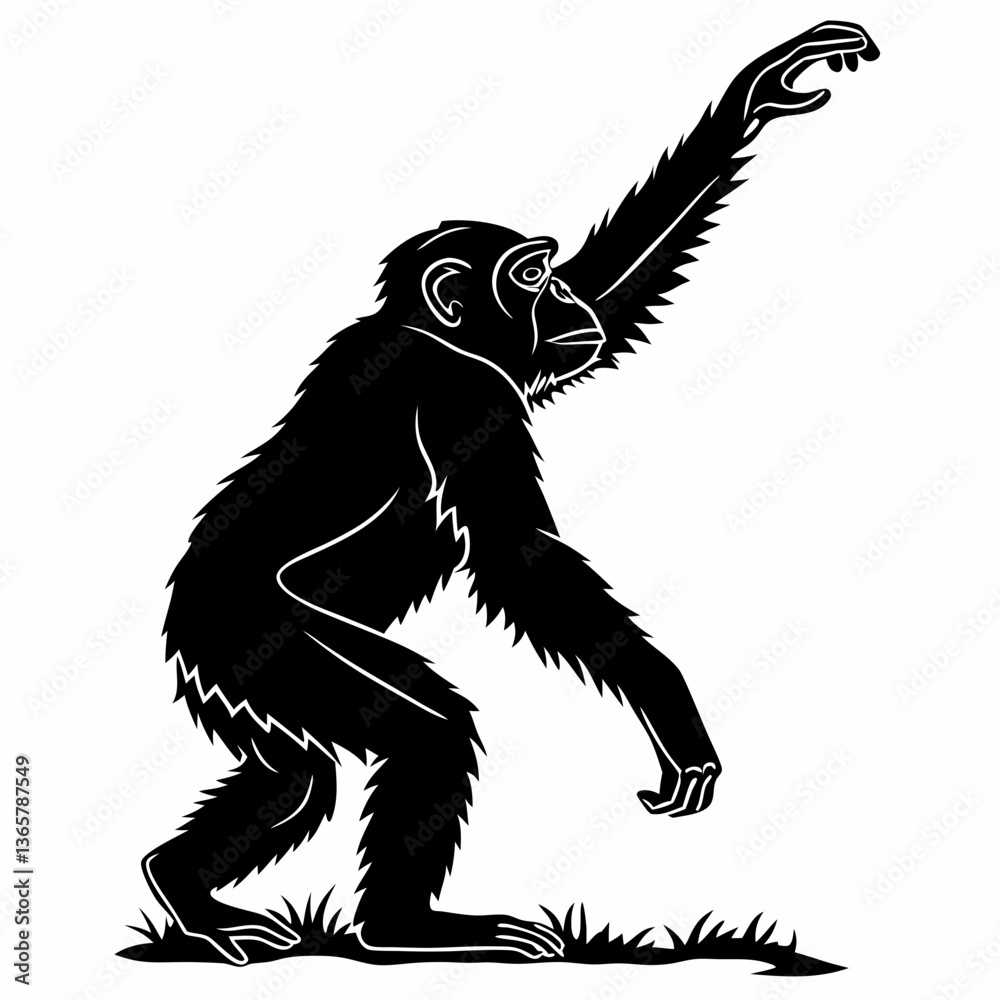 chimpanzee sihouette black vector chimpanzee sihouette black vector