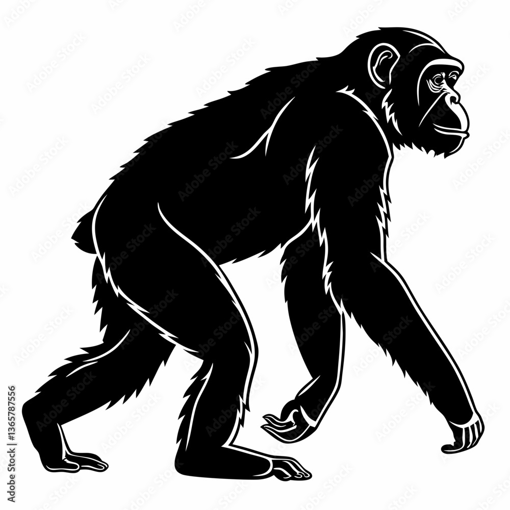 Fototapeta premium chimpanzee sihouette black vector