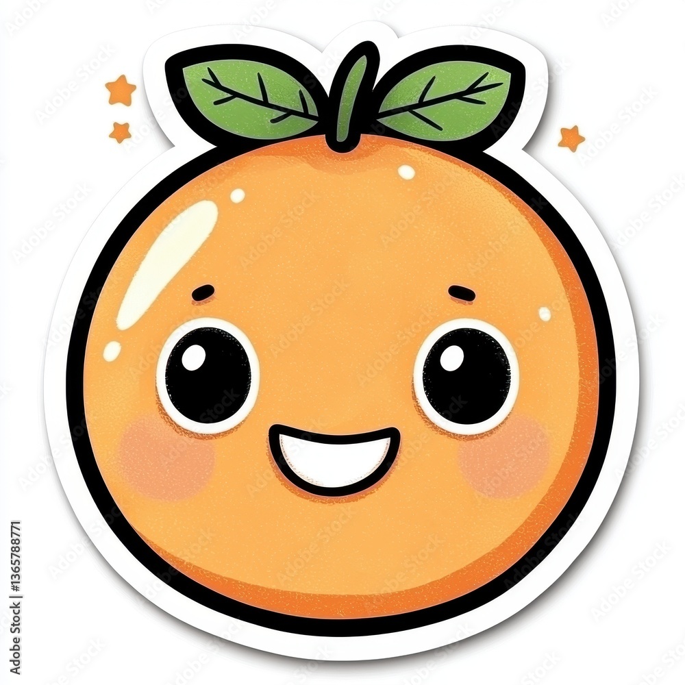 Fototapeta premium Happy Cartoon Orange Sticker Illustration