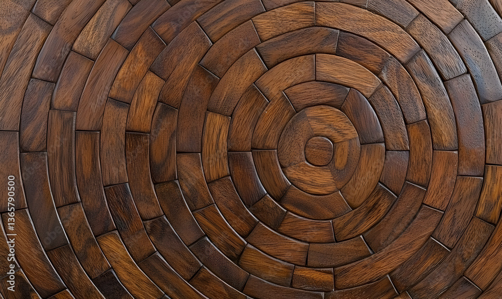 Fototapeta premium Elegant Wooden Flooring with Circular Patterns and Smooth Texture