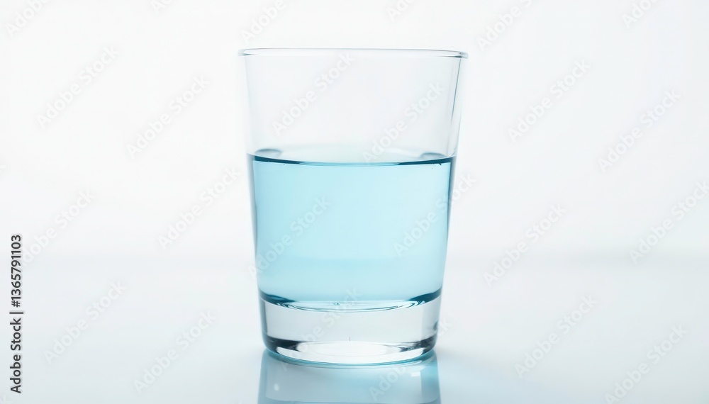 Close-up of empty glass of water, white backdrop, lifestyle, vitality Close-up of empty glass of water, white backdrop, lifestyle, vitality