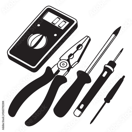 Electrician tools set vector
