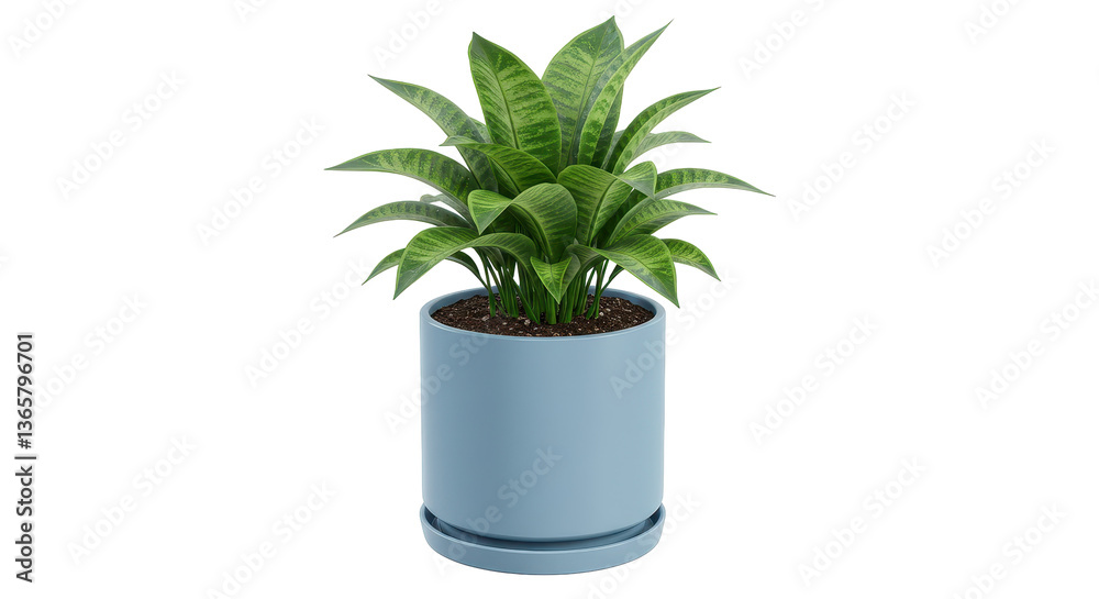 Obraz premium Isolated Snake Plant in Blue Pot