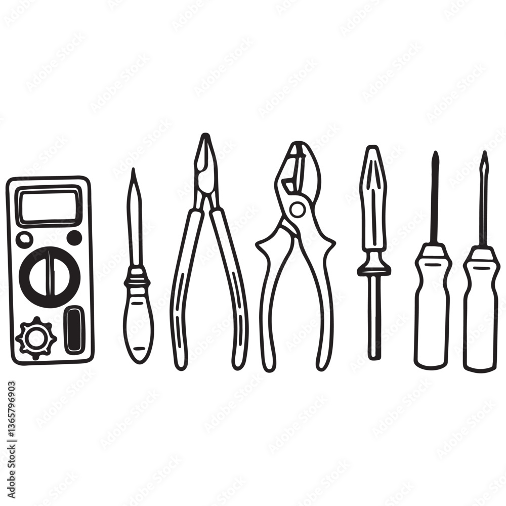 Electrician tools set vector Electrician tools set vector
