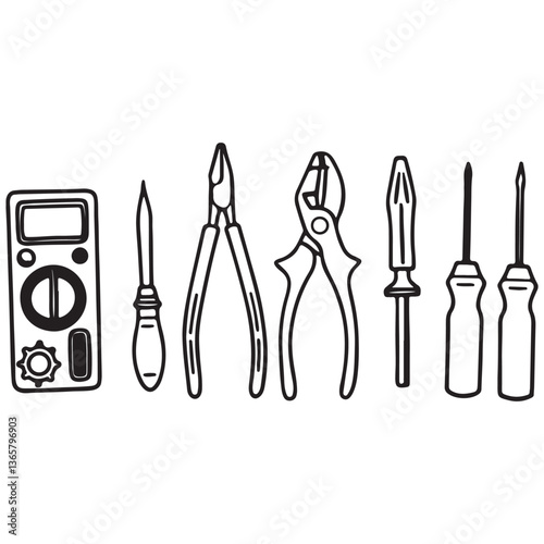 Electrician tools set vector