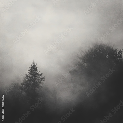 Mysterious Fog and Mist in a Dense Forest Creating an Enigmatic Atmosphere for Nature Photography