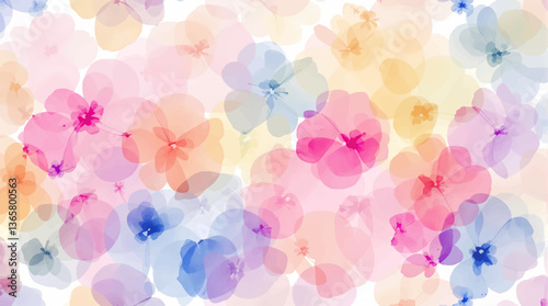 Seamless pattern with watercolor colorful flowers drawing illustration on white background