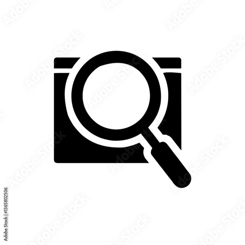 Vector icon of a magnifying glass with a screen representing search functionality