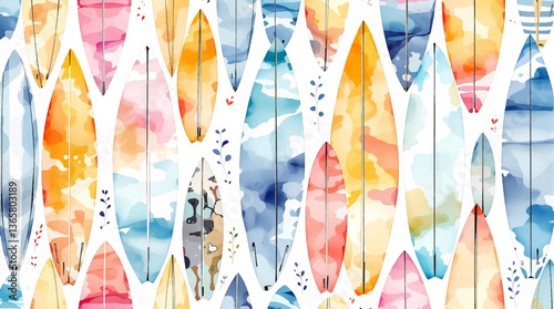 Watercolor Serf on white background	