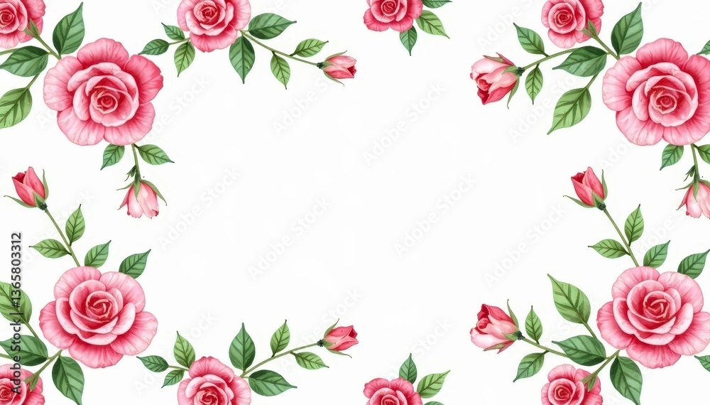 Delicate watercolor roses & leaves, repeating pattern, botanical, spring Delicate watercolor roses & leaves, repeating pattern, botanical, spring
